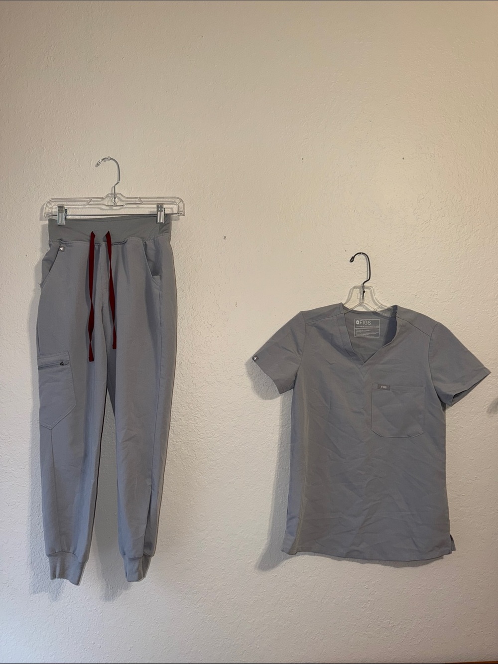 FIGS Greys Scrub Set light gray matching set